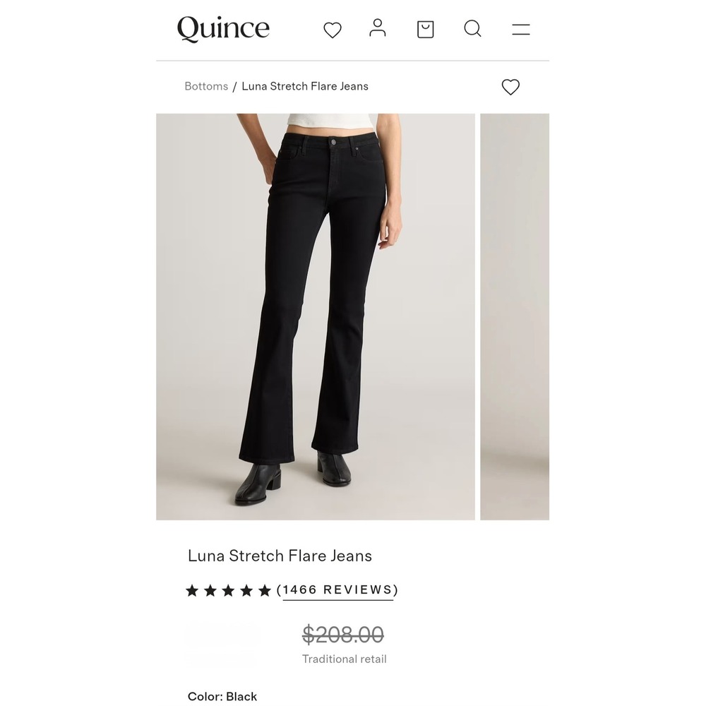 Quince Luna‎ Stretch Flare Jeans Black High Rise Size 33 LB110269-FBIL004-31643